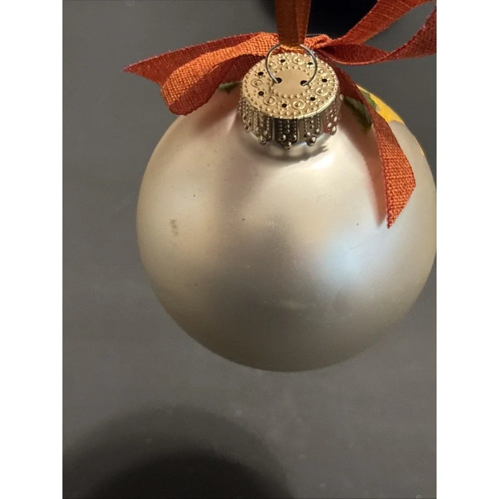 Lot of 5 Hand Painted Glass Sunflower Christmas Ornaments Thanksgiving Holidays